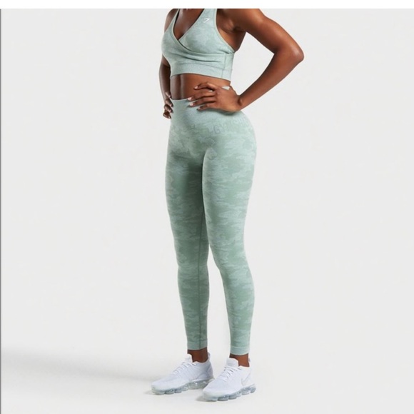Gymshark Pants - Cinched Gymshark Green Camo Leggings